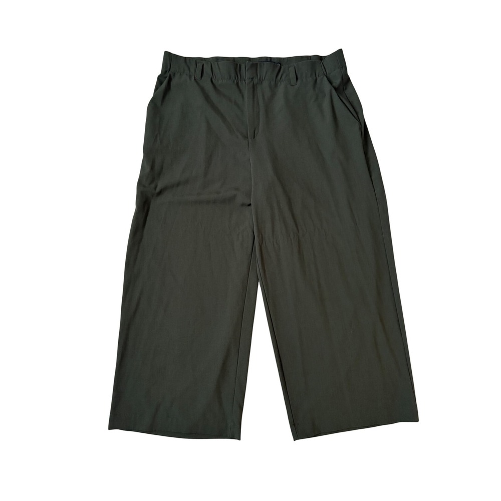 Torrid Womens 22 Olive Green Wide Leg Cropped Trousers Stretch Culottes Office